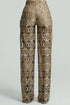 Elegant Gold-Black Lace Trousers